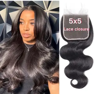 New 2025 Arrivals 5x5 Transparent Lace Closure |   12A Brazilian Virgin Human Hair |   Pre-Plucked with Baby Hair |   Body Wave, 14 Inch |   Secure Lace Closure for Natural Look