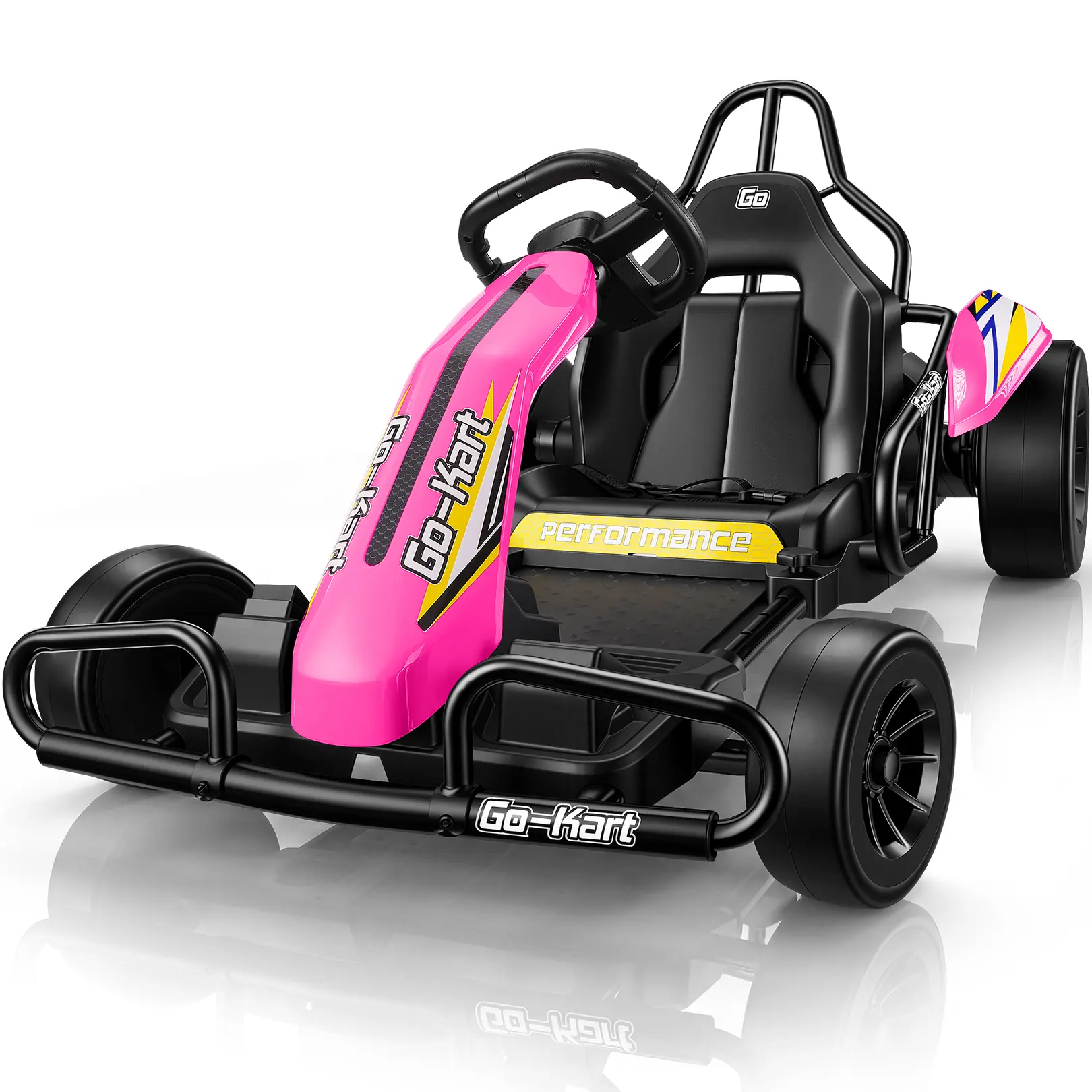 Hikole 24V Electric Go Kart with Adjustable Seat EVA Tire, 300W 24V 10Ah,Licensed BMW Drift Kart with Dual Motors, Crazy Go Cart for Kids Ages 6-12, LED Lights, Drift Mode and 2 Speed (Pink)
