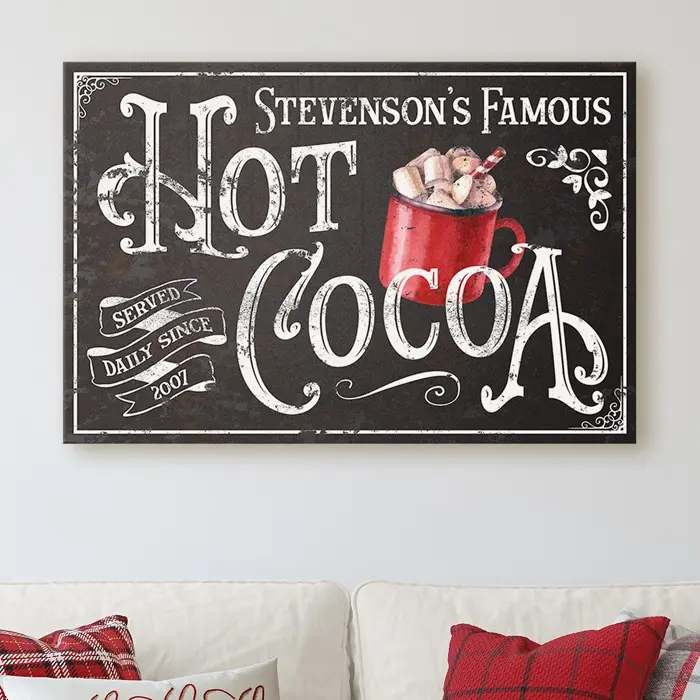 Personalized Famous Hot Coco Christmas Family Name Canvas