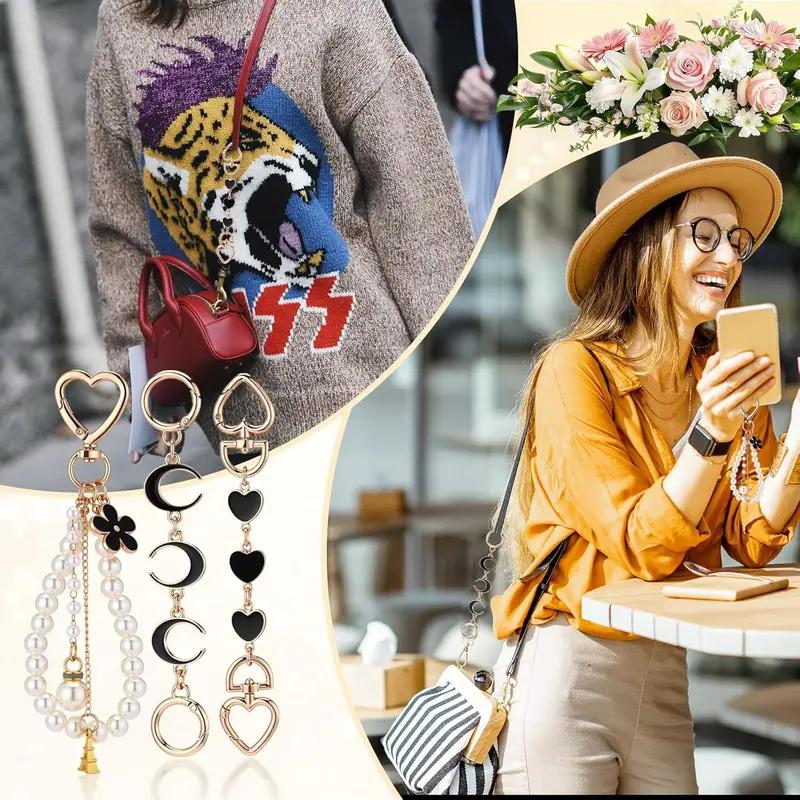 5 Pcs Bag Extender Chain Pearl Purse Chain Ribbon Bow Keychain Extender Bag Strap Purse Charms Accessories for Handbag