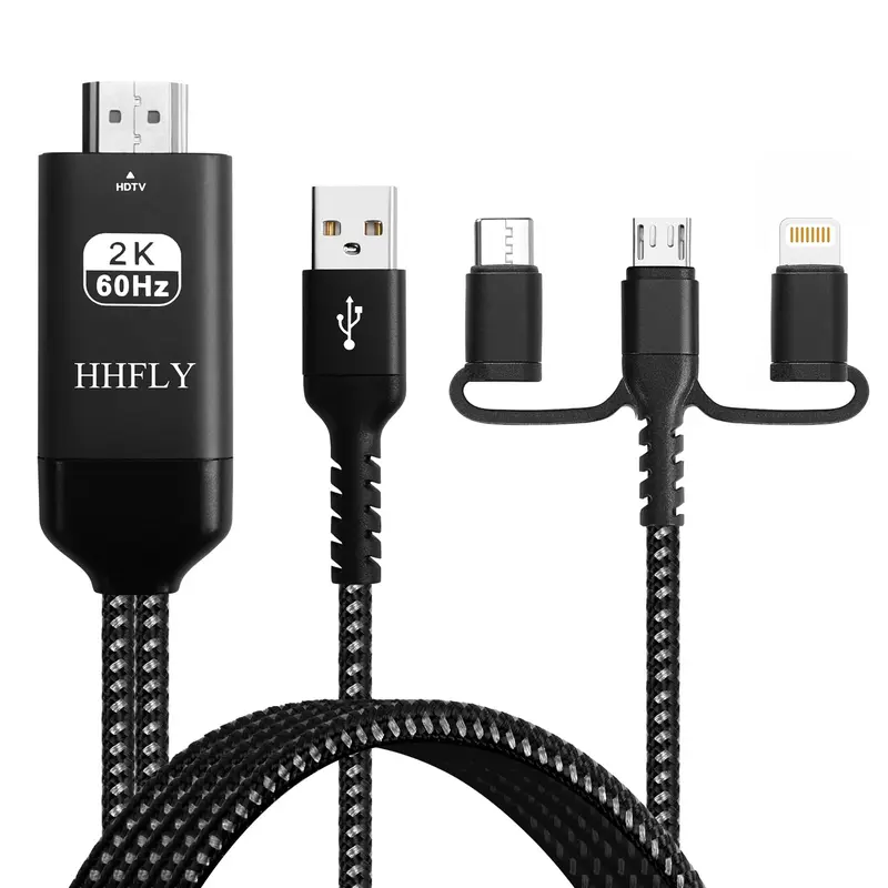 USB-C Digital AV Cable Adapter with Lightning-Micro USB Connectors, 1080P Crystal Screen Mirroring, HDMI Out, Digital Audio Support, Plug-and-Play Equipment for iPhone/Android, Portable Projection for TV-Monitor, Entertainment & Work Accessories