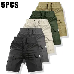 Men’s cargo shorts 5-pack, solid color basics, lightweight summer cargo shorts, summer shorts