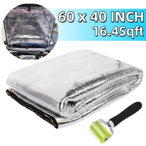 16.4Sqft Thermal Sound Deadener Mat with Roller, 60"x 40" Car Heat Shield Insulation Noise Reduce Mat, Car Hood Trunk Door 394mil Mat 10mm Thickness