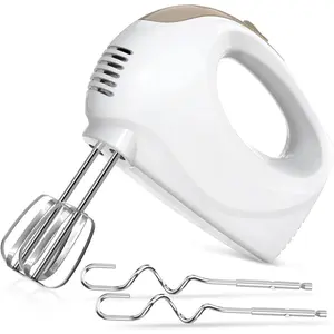 5-Speed 120 Watts Portable Lightweight Electric Hand Mixer with Whisk Traditional Beaters for Blending Cooking White