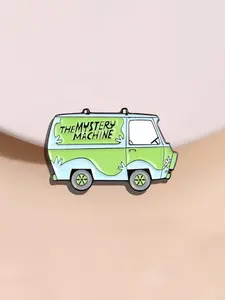 Cartoon Animated Movie Scooby Doo Mystery Machine Enamel Pin Creative Green Bus Design Alloy Brooch Lapel Backpack Badge Fashion Jewelry Accessories Gift for Friends