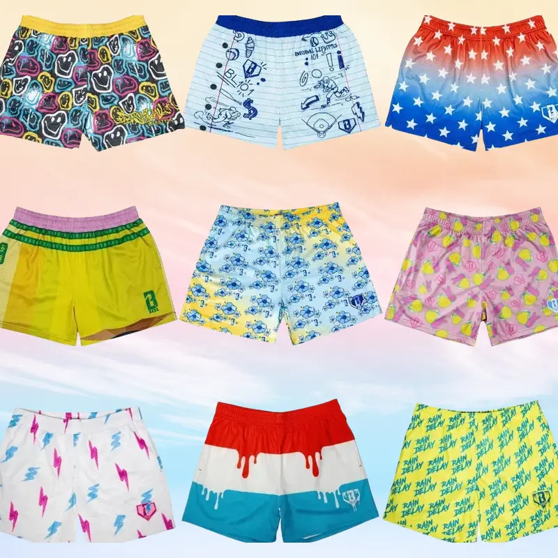 Baseball Colorful Graphic Mesh Shorts for Men – Summer Streetwear Basketball Shorts, Lightweight Breathable Athletic Shorts, Casual Sporty Fit