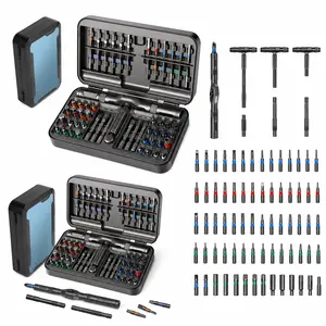 66-1  Magnetic Ratchet Screwdriver Set with S2 Steel Bits, H6.35 & H4 Precision Bits, Long Bits, Multi‑Function Handle for Electronics, Home & Bike Repair