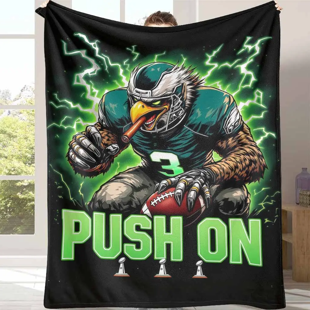Philadelphia Eagle Graphic Football Flannel Throw Blanket - Soft Cozy Plush Lightweight Warm Sport-Themed Blanket Throw, Ideal for Sports Fans' Home Decor & Game Day Gifts, Throw Blankets