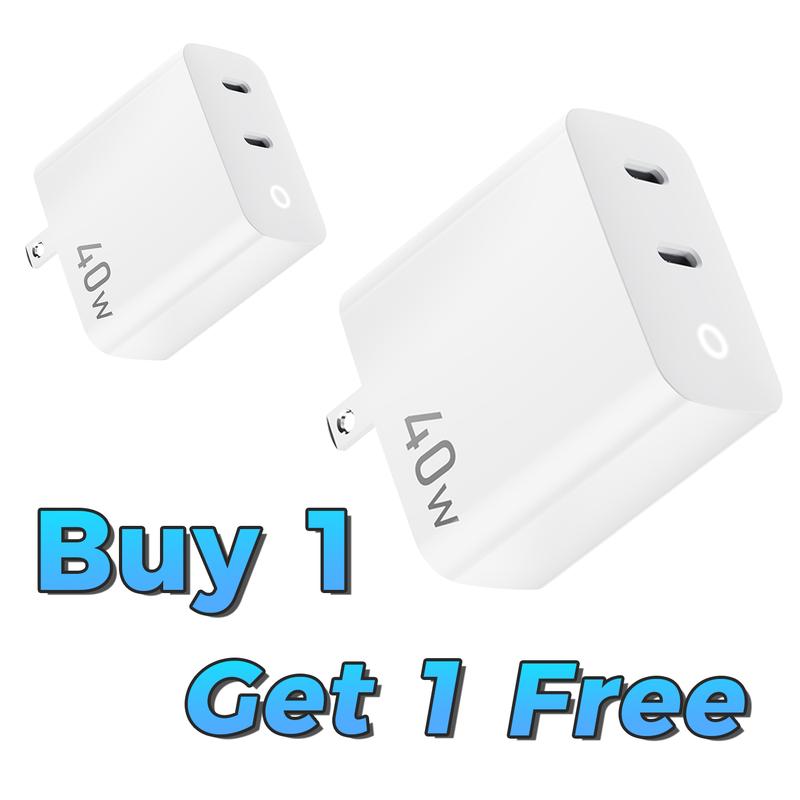 TOPADRE 2PC 40W USB-C PD Fast Charger with Charging Indicator Light, Dual-Port Portable Adapter, Compatible with iPhone 17/16, Samsung Series,