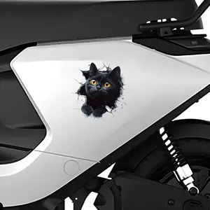 Cute Cat Car Sticker, Realistic Design, Vibrant Eyes, Waterproof Matte Surface, Removable Self-Adhesive, Easy Install, Adhesive Vinyl Decal