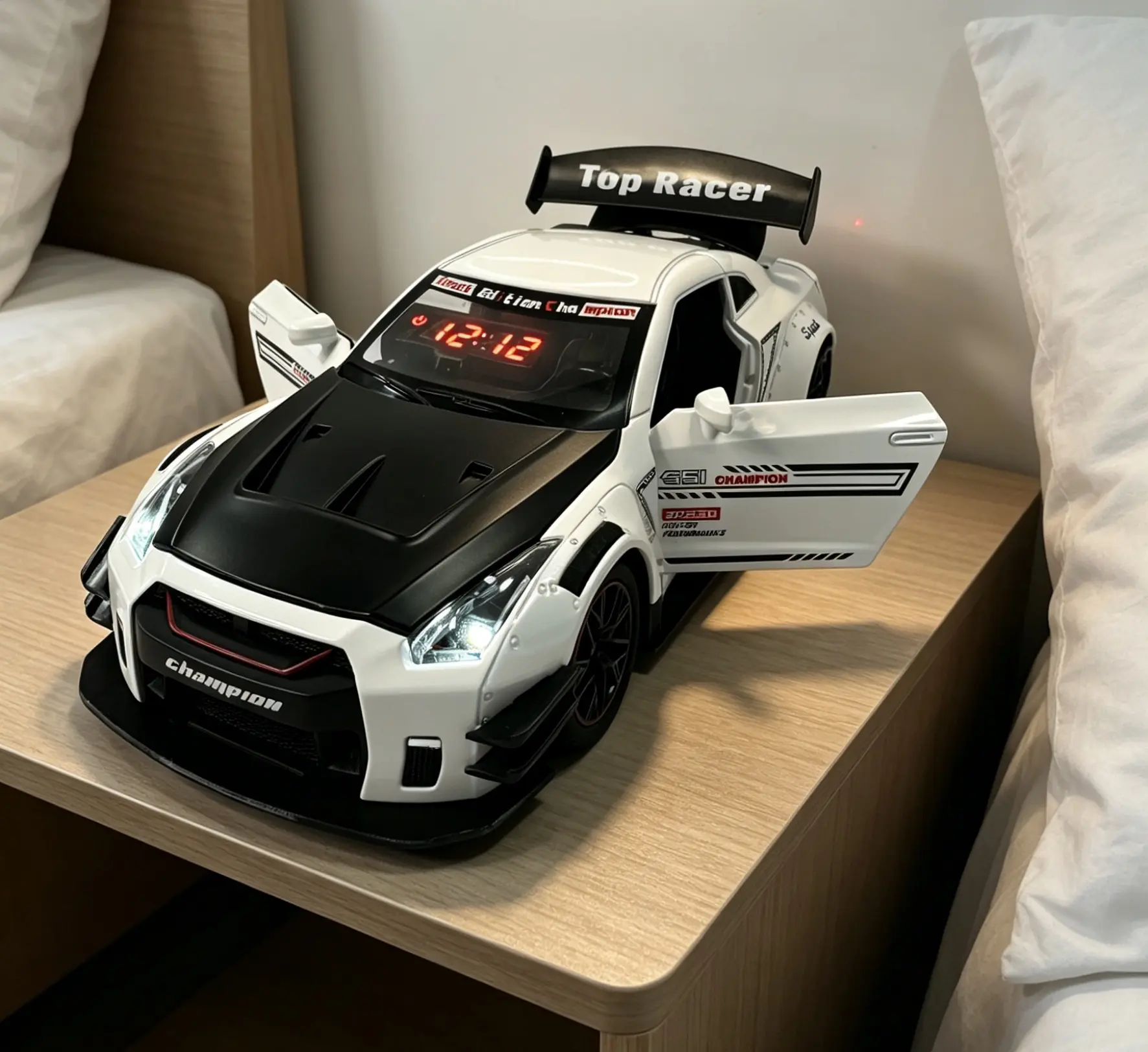 Sports Car Alarm Clock Hyper Car Alarm Clock, SpraySupercar with Engine Sound & Light Effect Alarm Clock