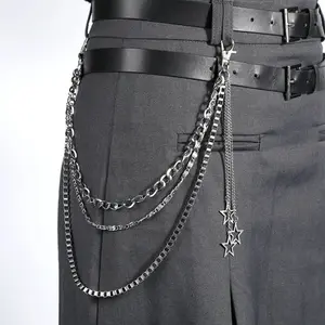 1pcs Waist Chain, Chain Belt Star Decoration, Punk Waist Chain, Pants Chain Accessories, Hip-Hop Accessories Pants Chain, Adjustable Waist Chain