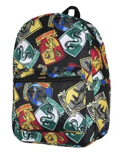 Harry Potter Backpack Hogwarts Houses Crest All Over Print Laptop Travel Backpack 17"