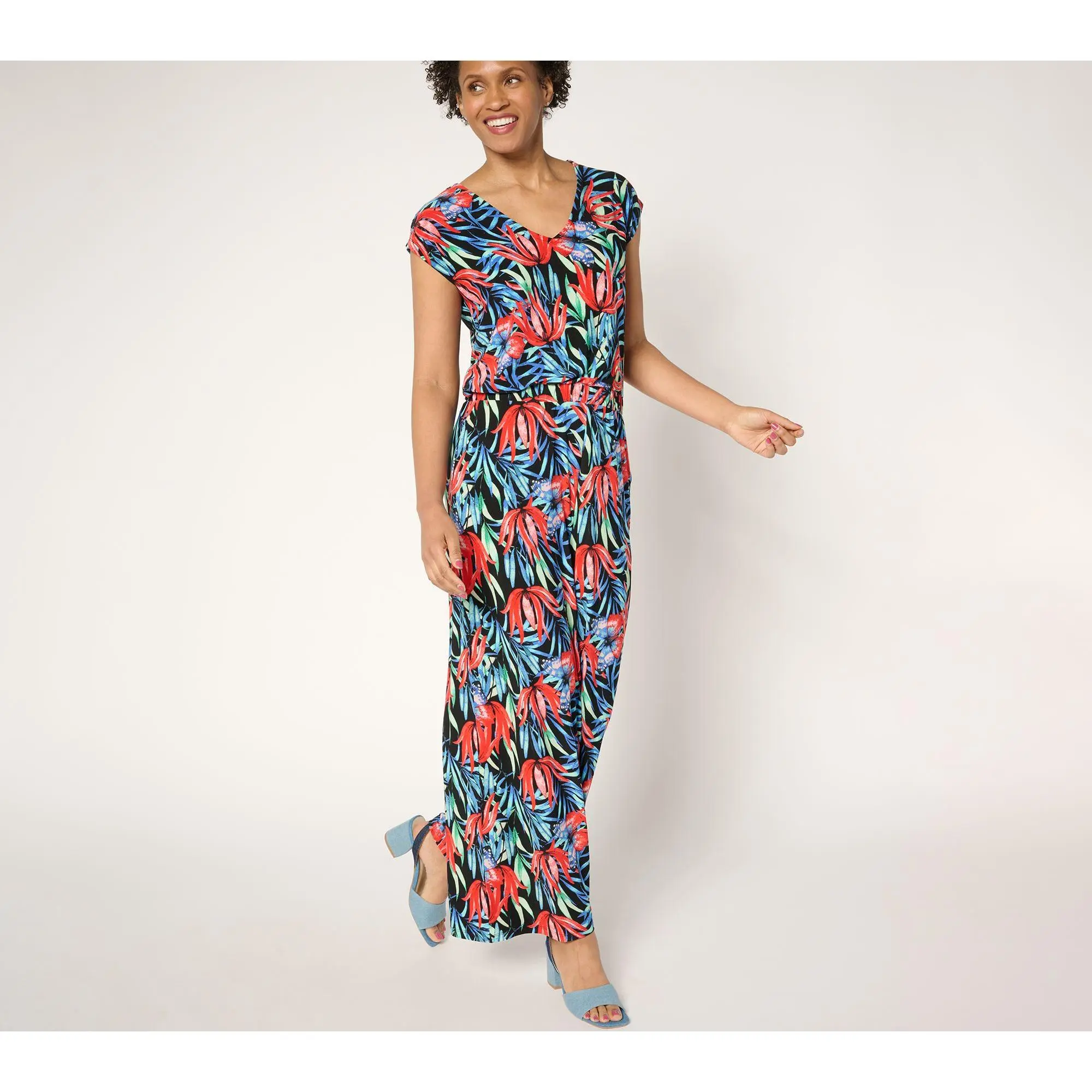 Attitudes by Renee Regular Como Jersey Printed Jumpsuit