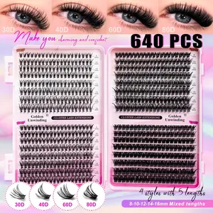 False Eyelashes, Mixed Length, D Curl, Dense Style, Non-Toxic, 3D Sparkle Charm, Natural Look, Free Mix & Match, 0.07mm Thickness