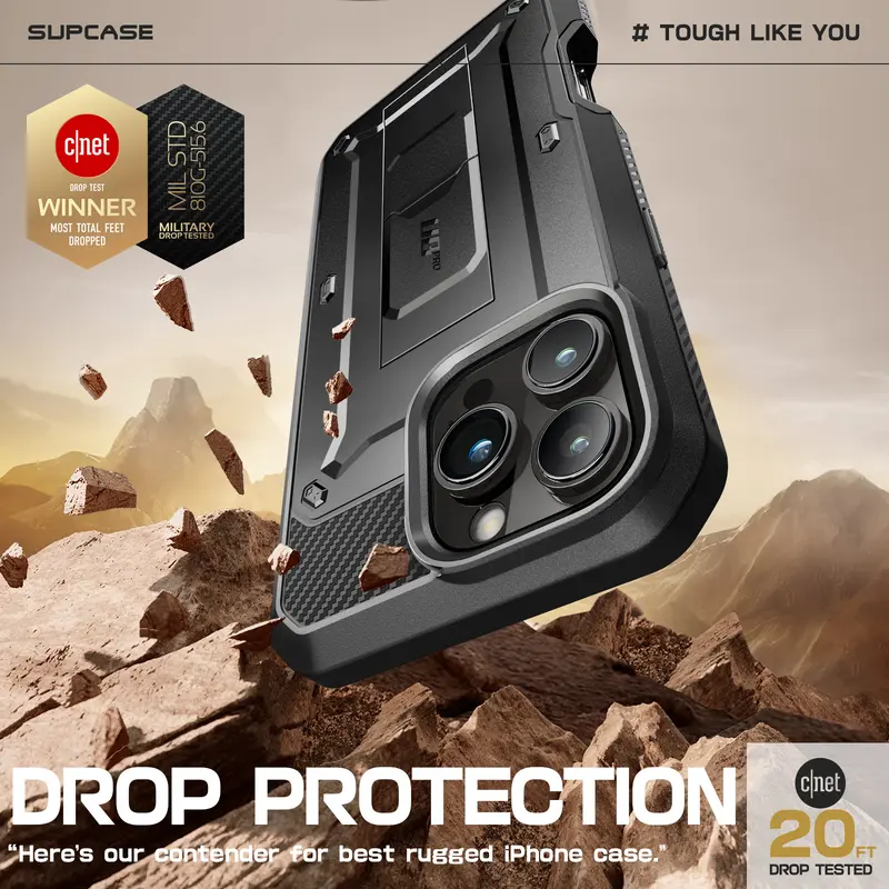 SUPCASE Outdoor Protective Phone Cases Unicorn Beetle Pro for iPhone 16/16/15/14/13 with Built-in screen protector, Full-Body Rugged Design & Stand 4