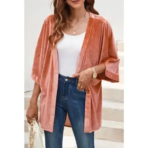 PINK RETRO VELVET CARDIGAN