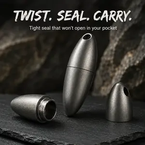 mulight Titanium Mini Storage Pendant Keychain - Waterproof O-Ring Seal Small Storage Tube, Windproof Metal Lighter for Camping, Hiking