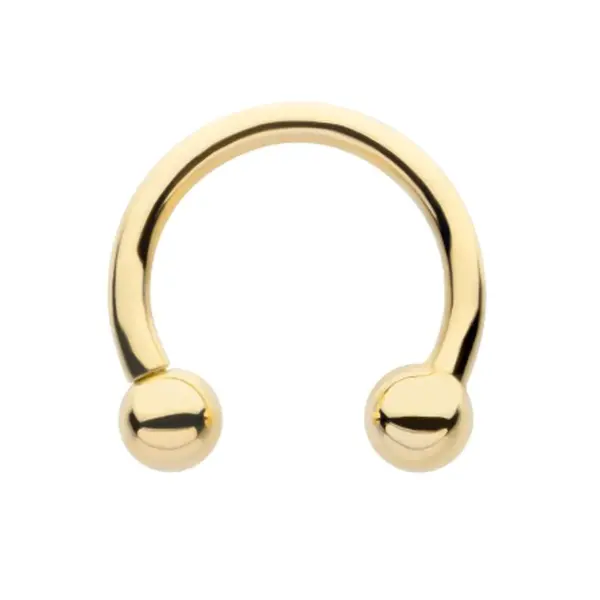 Circular Barbell Horseshoe Ring in 14 Karat Yellow Gold, Plain Body Jewelry, 16g Gauge, 8mm (5/16") & 10mm (3/8") Diameters, 16G Available, 3/8" (10Mm)