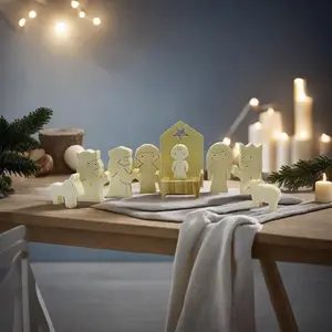 Wooden Nativity Set, 11pcs/set Modern Christmas Scene Decoration, Christmas Decoration, Home Decor for Living Room Bedroom