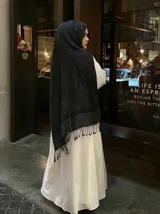 Women's Fashion New Winter Jacquard Scarf Thick Warm Headscarf Windproof Shawl Muslim Hijab, Elegant Style, Fall & Winter Wear Hijab Winter Scarf, Turban Hijab