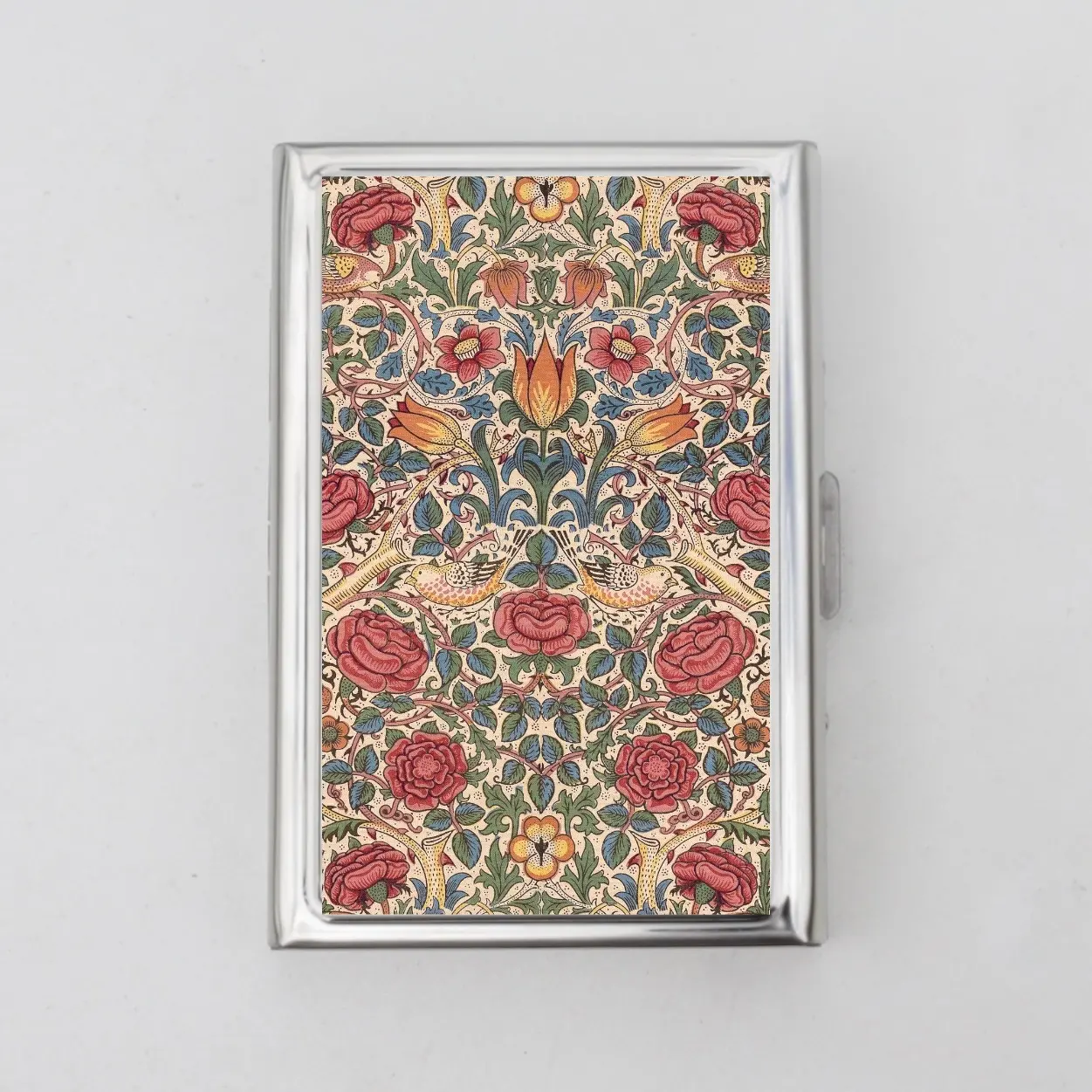 Floral Dual Side Wallet or Card Holder Slim Metal Wallet Push Button Organizer Gift