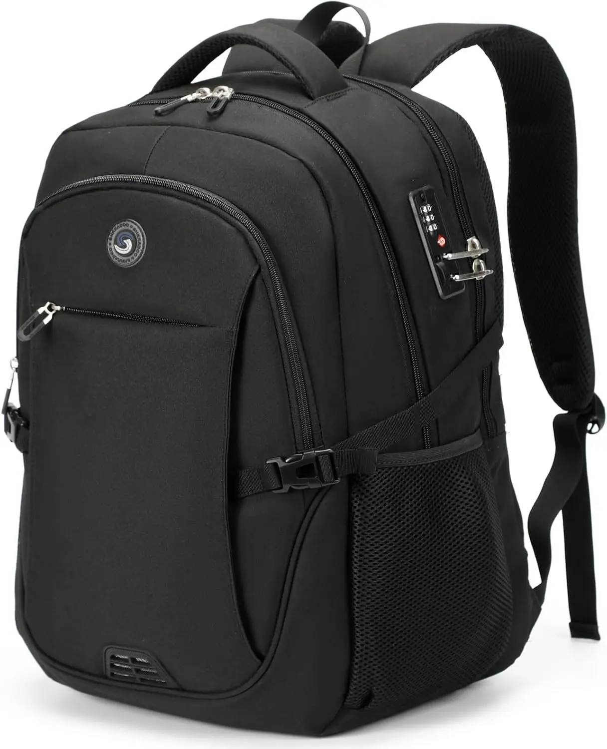 SHRRADOO Anti Theft Laptop Backpack Travel Backpacks with Combination Lock for Women Men High School College Backpack Computer Bag Fits 17 Inch Laptop,Black Gift