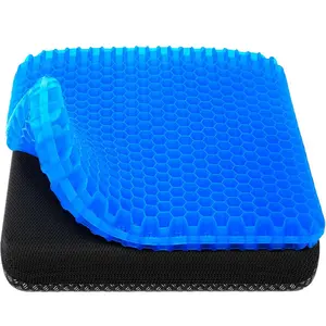 Gel Seat Cushion, Cooling seat Cushion (Super Large & Thick), Breathable Honeycomb Design Absorbs Pressure Points Seat Cushion, Gel Cushion for Office Chair, Home Car seat Cushion for Wheelchair, Removable Washable Slipcover, Dining Chair Protector