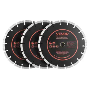 【fathersdaygift】VEVOR Diamond Blades 9 inch, 3-Pack Concrete Saw Blade Set, 7/8 in Arbor, High-Hardness Diamond Segments, 65Mn Steel Core, Dry Wet Cutting, Clean Edges for Concrete, Masonry, Brick, Stone, Granite