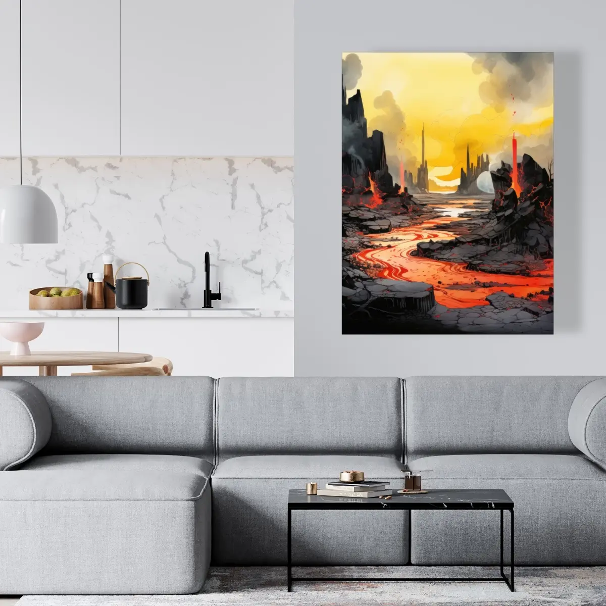 Pictorem C1RC364873985Q 36x48 in. Eclectic Charred-Red Canvas Wall Art Print, Colorful Style Home Supplies Decor Inspo, Modern Room Accent