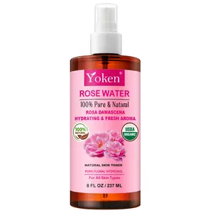 Yoken Organic Rose Water Spray for Face, 8 Fl Oz Fine Mist, Rosewater Face Mist with 100% Pure & Natural Rosa Damascena Rose Hydrosol, USDA Certified Organic, Alcohol Free, Vegan, No Dyes, Mothersdaygift | Summervibes