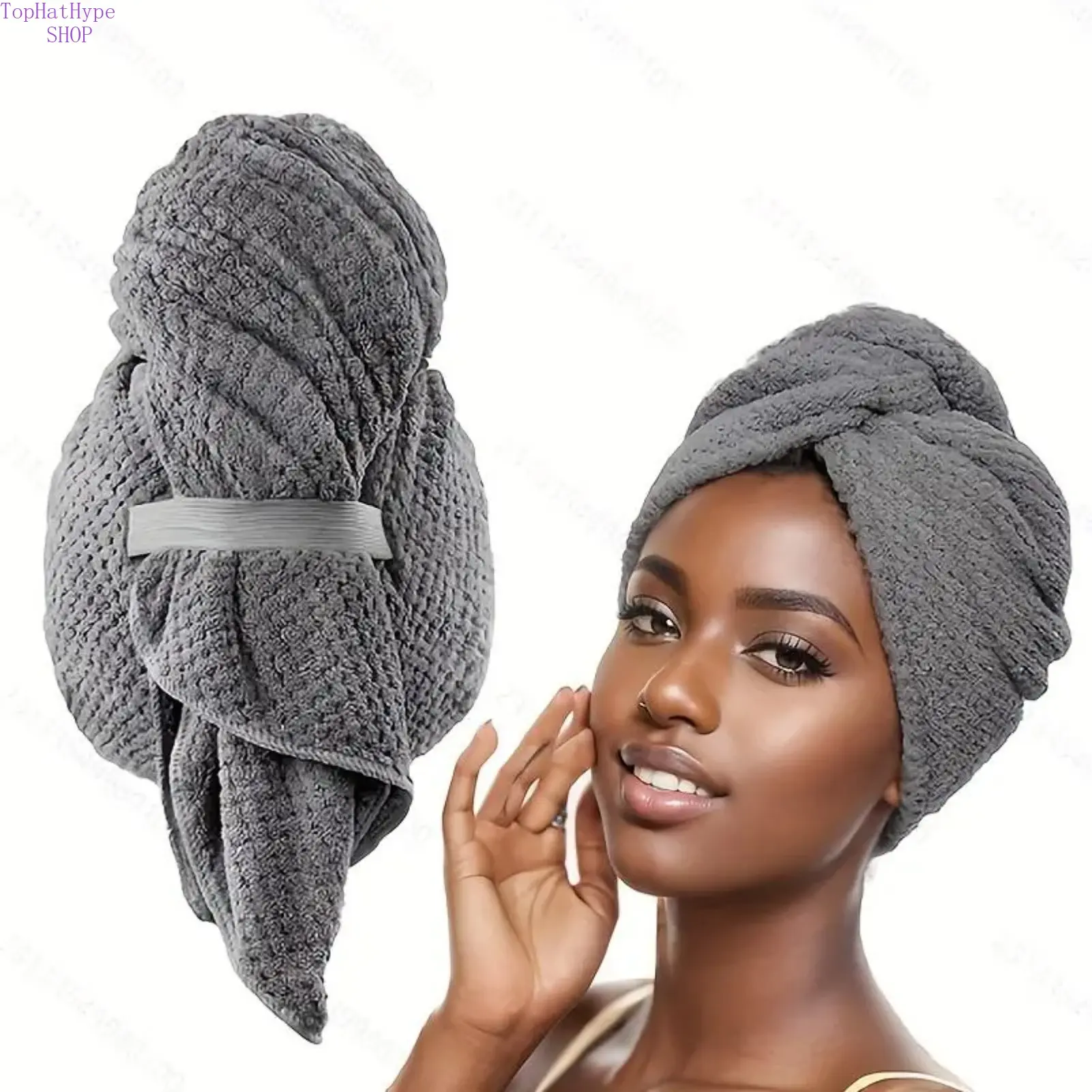Ultra-Soft Quick-Dry Hair Towel for Women, Lightweight Microfiber Wrap with Elastic Band, Highly Absorbent and Breathable Hair Turban, Perfect for Curly and Straight Hair, Essential Bathroom Accessory for Fast Hair Drying