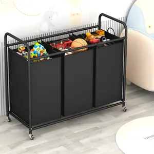 2-3 Bags Laundry Basket Sorter Laundry Hamper Cart with Heavy Duty Rolling Lockable Wheels and Removable Bags Organizer Storage House Organizer【A001】 Deals For You Days