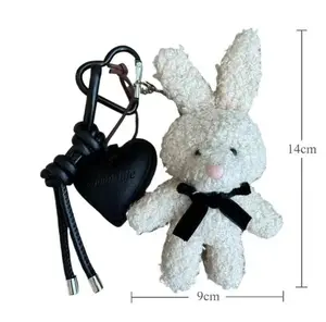 The Perfect Stocking Stuffer Cute Soft Plush Rabbit Charm with Heart & Bow for Christmas Gifts & Decorations Ideal for Girls Teens Adorable Mini Rabbit Design