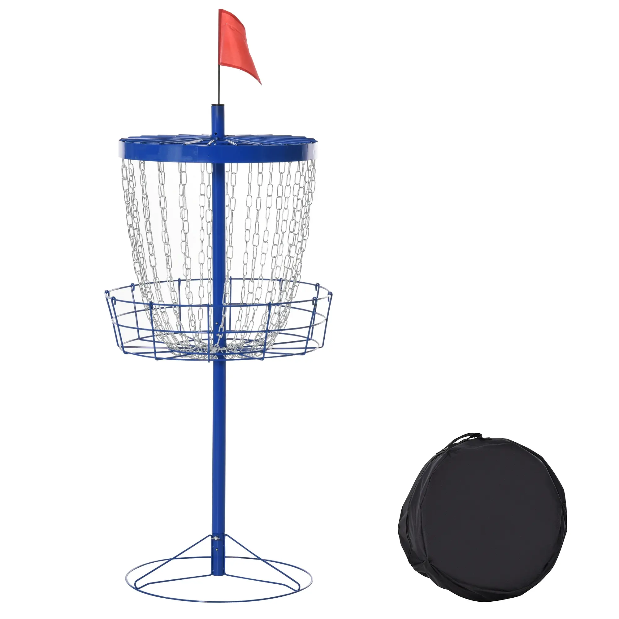 Portable Disc Golf Basket Target with 24 High-Density Capture Chains and Top Visibility Flag, Foldable Powder-Coated Lightweight Steel Frame, Tool-Free Fast Assembly, Complete with Matching Travel Carry Bag