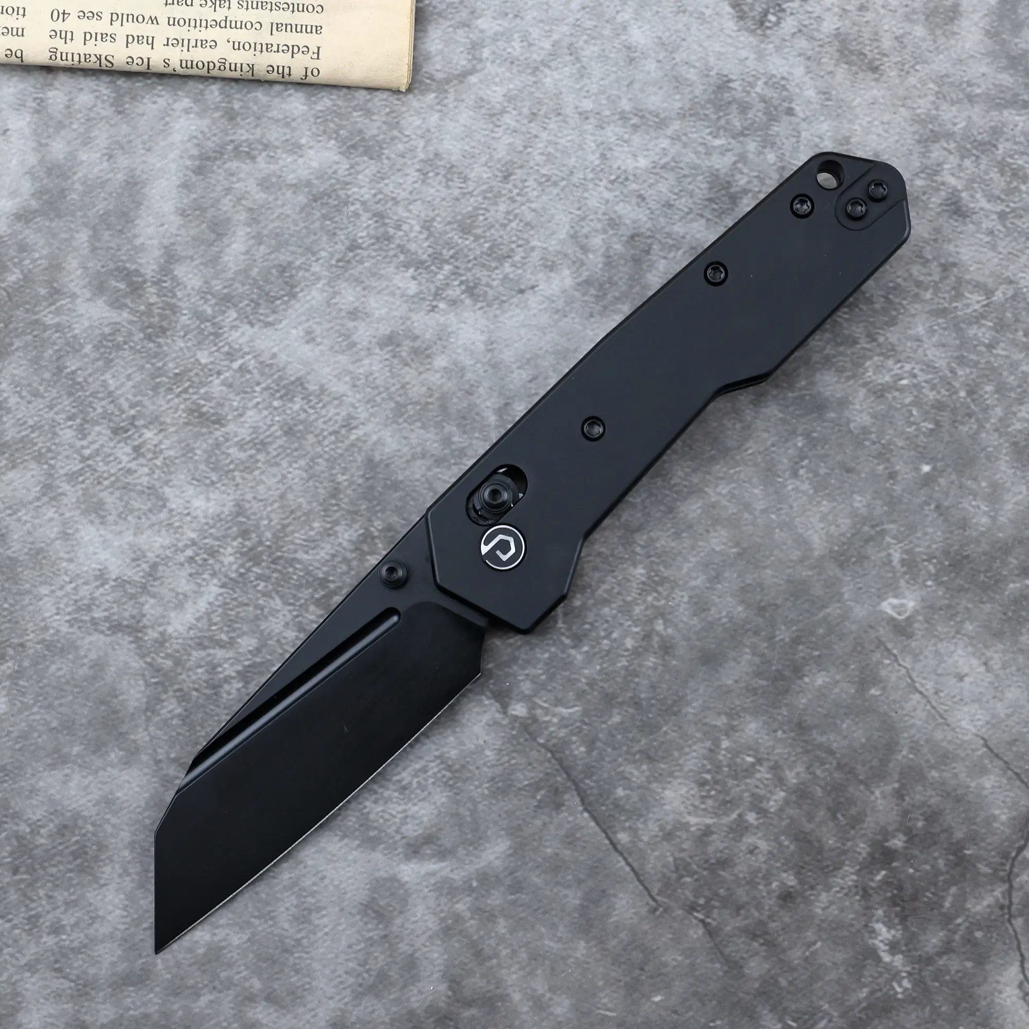 DEFCON Knives Shadowpoint TD021 Folding Pocket Knife with Cross-Bar Lock, 3" Sandvik 14C28N Steel Sheepfoot Blade, Lightweight Anodized Aluminium Handle, Ambidextrous EDC Survival Tool for Adults, Carving & Bushcraft
