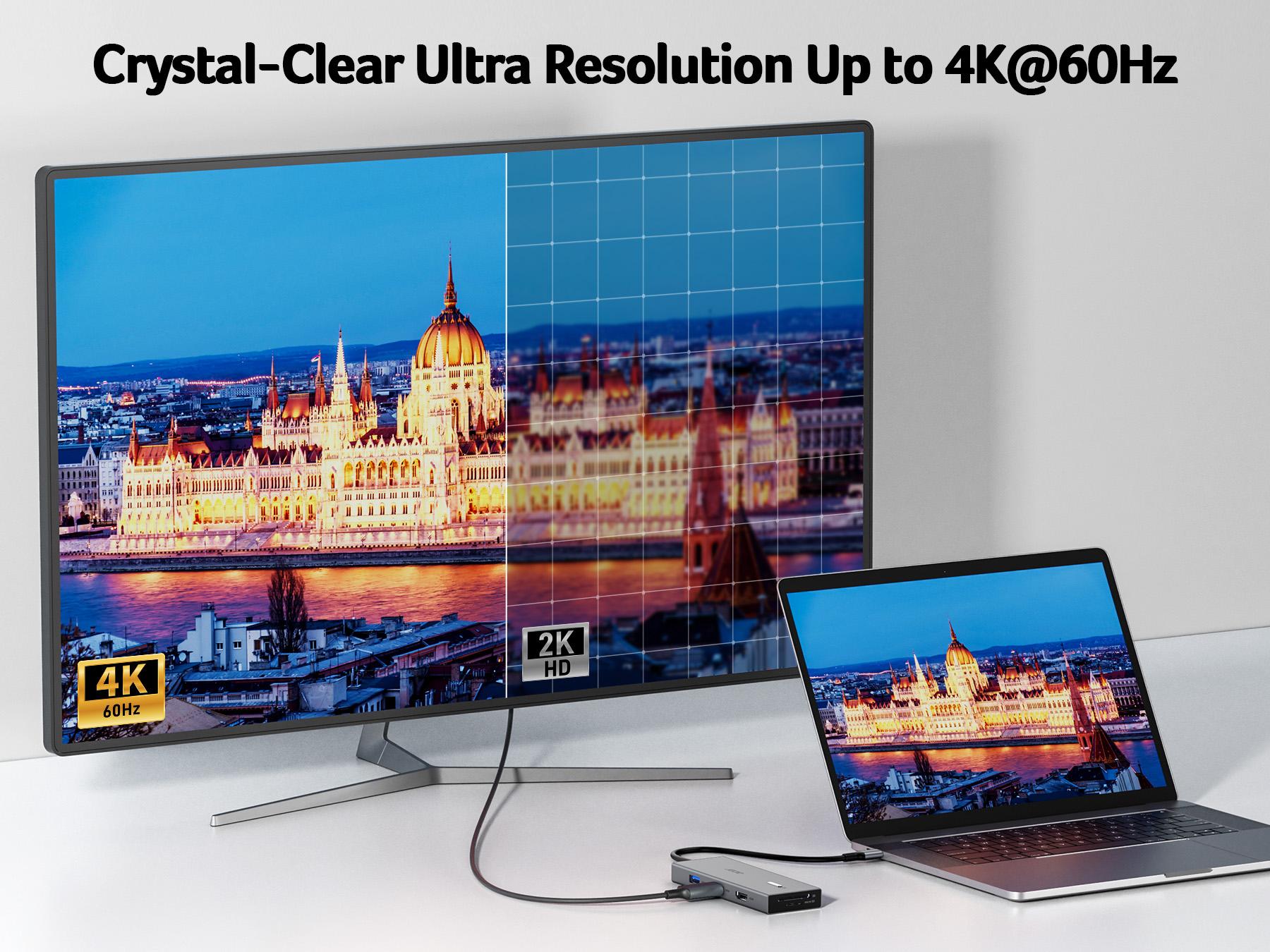 Acer USB C Docking Station Dual Monitor With 2 HDMI, 9-IN-1 Laptop Docking Station with 4K@60Hz HDMI, USB A&C 3.0, SD/Micro SD, 100W PD, USBC Dock Compatible with Acer/Dell XPS/HP/Mac/Surface (0.65FT) macbook hub