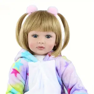 GUESSBELLY 60Cm Reborn Toddler Doll Soft Cloth Body Girl Lifelike 24inch Princess Babies Girl Blonde Baby Toy for Child Birthday Gift