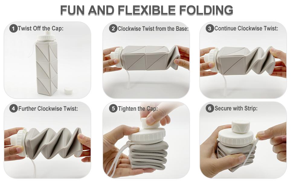 Collapsible Water Bottles 20.6oz, Silicone Foldable Portable Travel Water Bottle, BPA-Free, Leakproof Reusable for Traveling Camping Hiking Cycling Yoga Sports Outdoor, 1 Pack (Dark Blue)