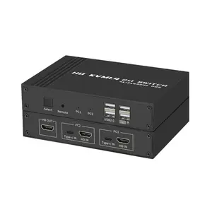 2 In 1 Out HDMI USB KVM Switch 4K For 2 Laptops Share Monitor Keyboard And Mouse