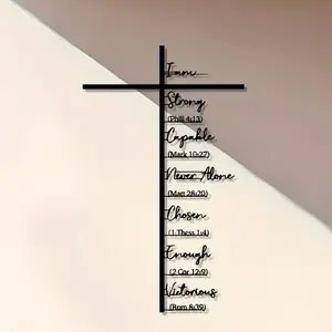 Metal Cross Wall Decor, Display Cross and Bible Verses, Christian Theme Art, Jesus Cross Statue Mural, Indoor Use, Ideal Gift, Religious Home Decor