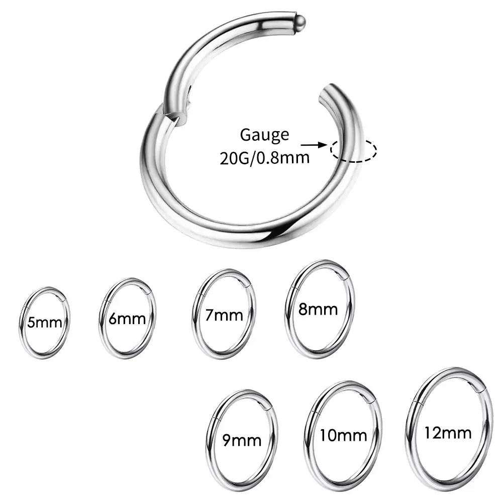 Oufer 20G 316L Stainless Steel Nose Ring Hinged Segment Nose Rings Cartilage Helix Ring Oufer 20G 316L Stainless Steel Nose Ring Hinged Segment Nose Rings Cartilage Helix Ring
