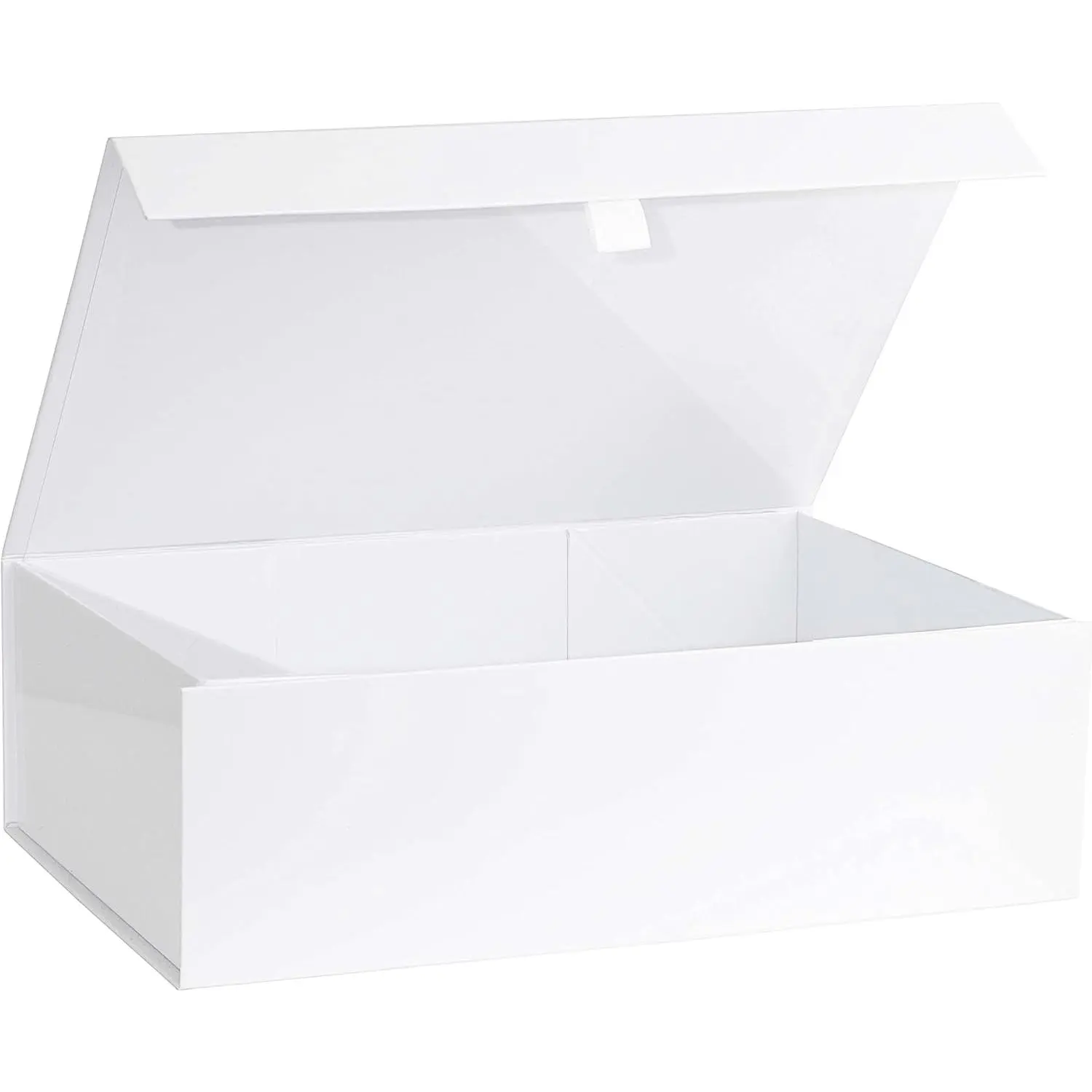 1 Pack White Hard Gift Box With Magnetic Closure Lid 10.5"x7"x3" Rectangle Favor Boxes With White Glossy Finish (1 Box)