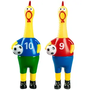 Screaming Chicken Figurines – Interactive Novelty Collectible, Plastic Chicken Statues for Football Party Decor, Funny Gift, Themed Party & Hilarious Props (Blue & Red)