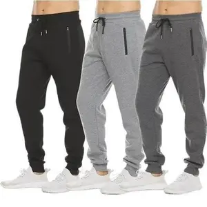 3 PACK: Men's Fleece Lined Slim Fit Casual Tech Jogger Sweatpants Zipper Pockets