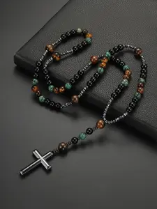 Handmade Beaded Cross Pendant Necklace, Cross Symbolism, Fashion Accessory for Daily Wear & Special Occasions, Energy Healing Jewelry Gift, Beaded Pendant Necklaces