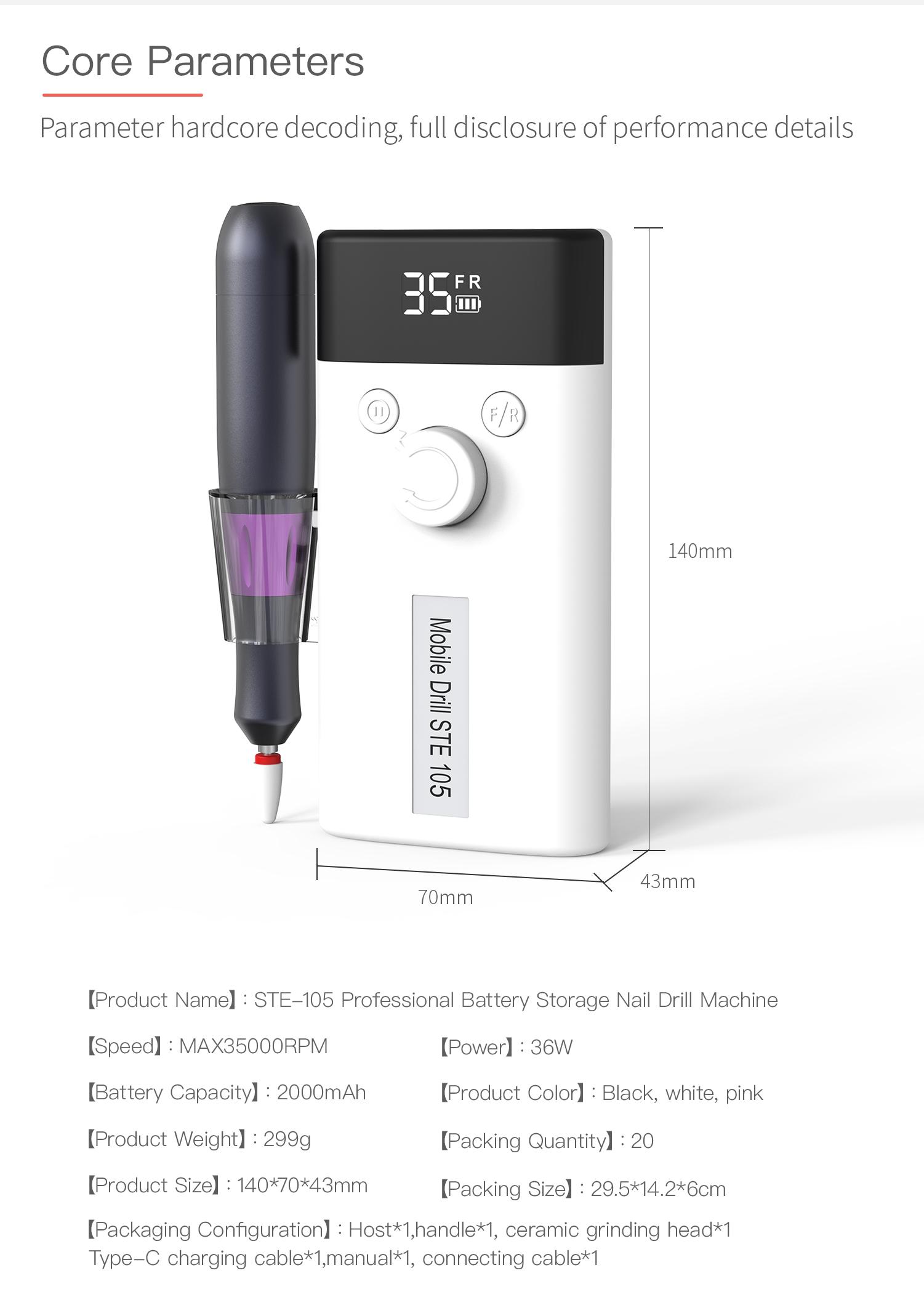 Electric Nail Drill for Beginners – DIY Manicure Kit at Home, Adjustable Speed for Acrylic Nails Gel Removal, Professional Nail Art Tool for Home Use,Nail tech equipment, Electric Nail Drill Kit