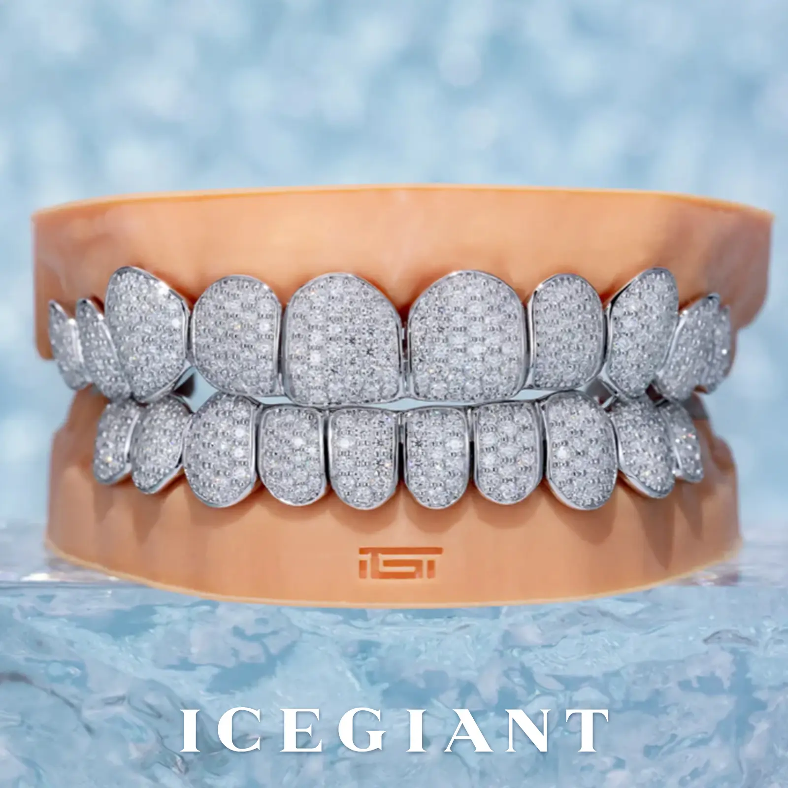 Custom Fully Iced Honeycomb Setting Grillz, Artificial Gemstone Teeth Accessory