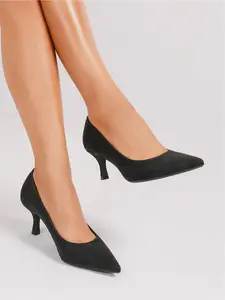 Women's Suede Pointed Toe Kitten Heels, Solid Color Elegant Classy Pumps for Office & Daily Wear, Trendy All-match Footwear for Women & Girls, Unique Gift for Her, Classic Fashion Shoes