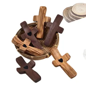 Wooden Cross Set, Religious Gift, 2pcs/4pcs/6pcs/8pcs Olivewood Cross, Religious Decor Oraments, Room Decor, Living Room, Ornaments, Wooden Cross Decorations, Handheld Wooden Cross